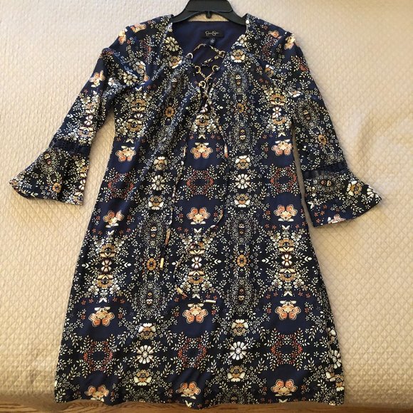 NWOT 👗 Jessica Simpson Women's Printed Peasant Dress - Picture 9 of 10